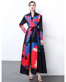 Printing Pleats Please autumn quality fold loose coat