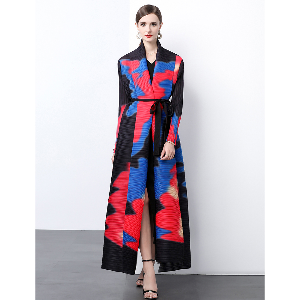 Printing Pleats Please autumn quality fold loose coat