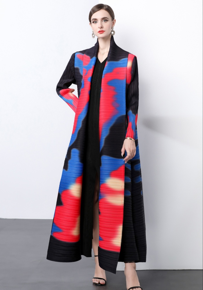 Printing Pleats Please autumn quality fold loose coat