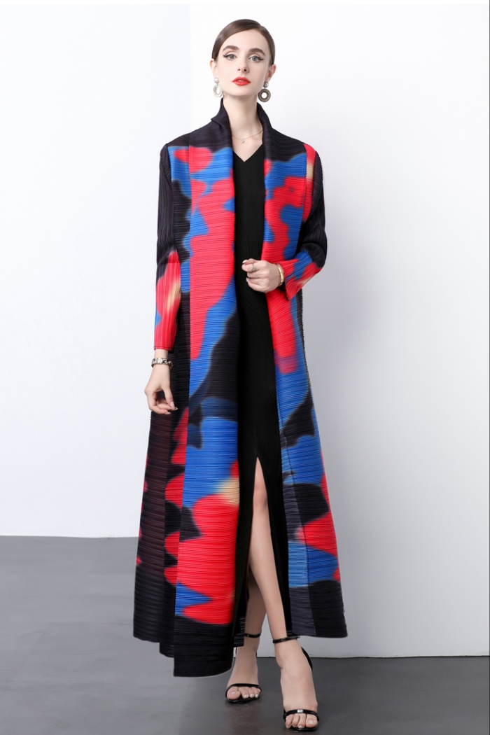 Printing Pleats Please autumn quality fold loose coat