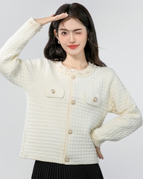 Short Korean style lace knitted beading cardigan