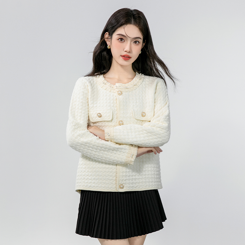 Short Korean style lace knitted beading cardigan