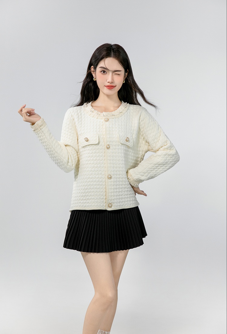 Short Korean style lace knitted beading cardigan