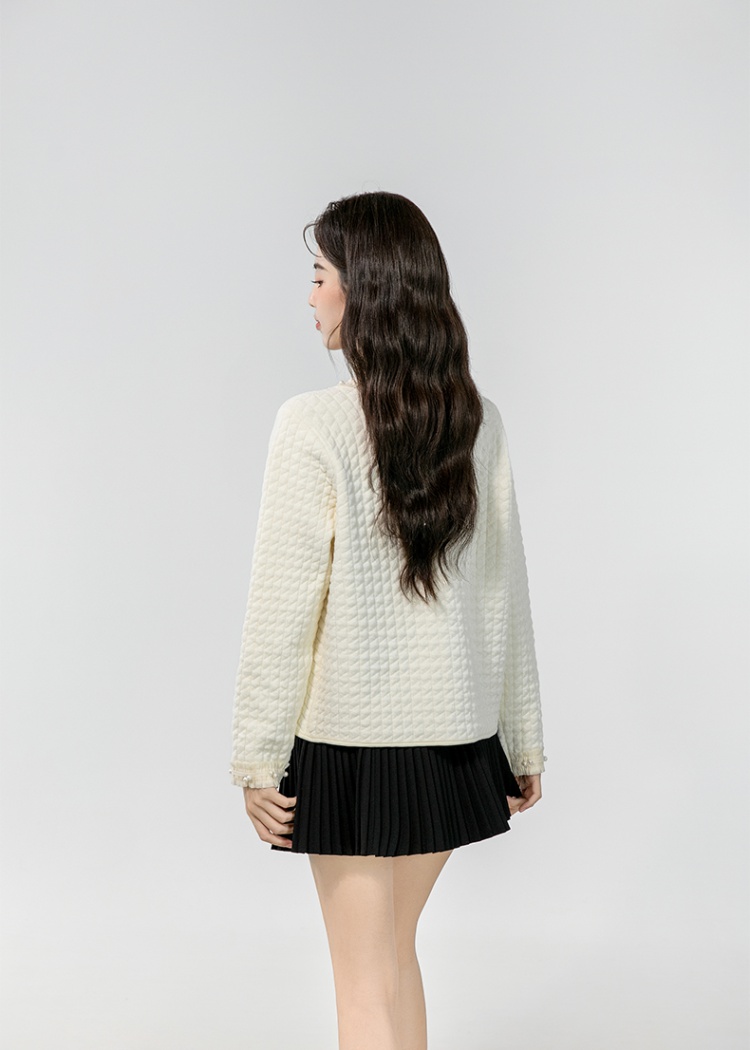 Short Korean style lace knitted beading cardigan