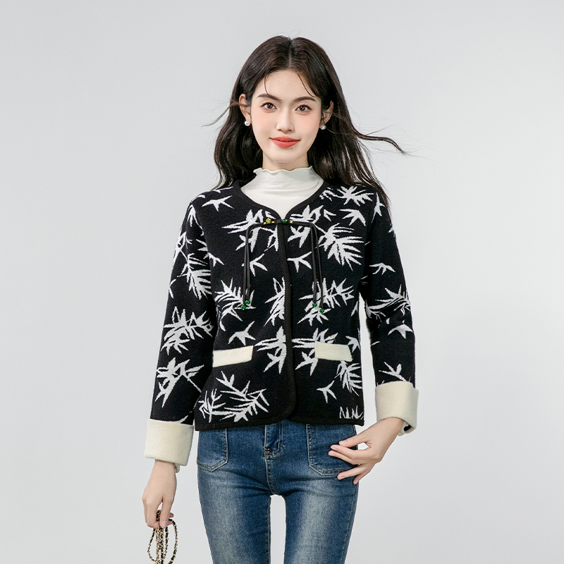 Autumn fashion coat pearl ink cardigan for women