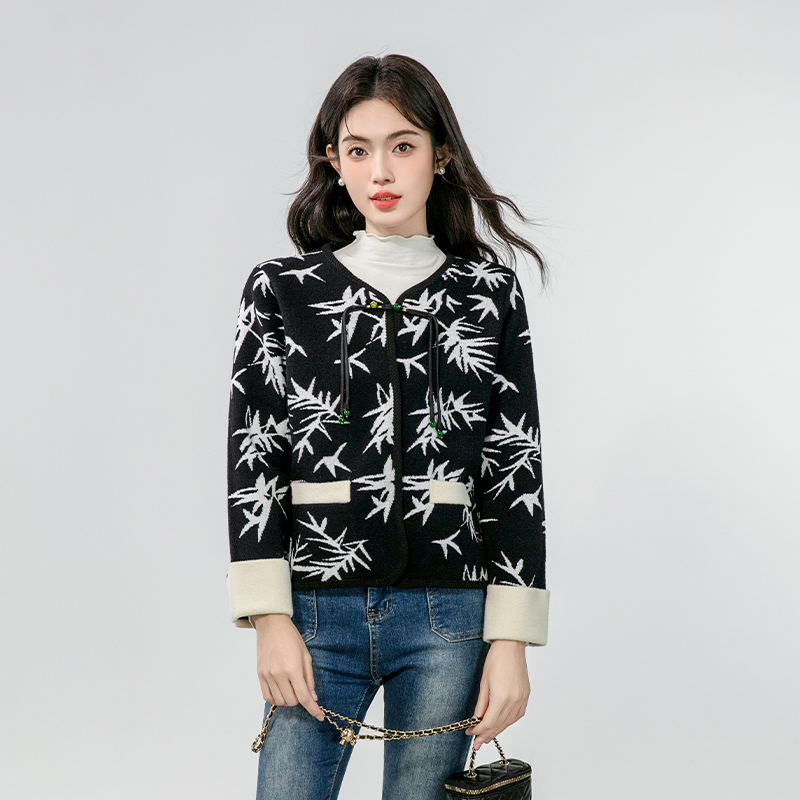 Autumn fashion coat pearl ink cardigan for women