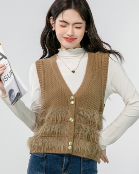 Sleeveless cardigan knitted waistcoat for women