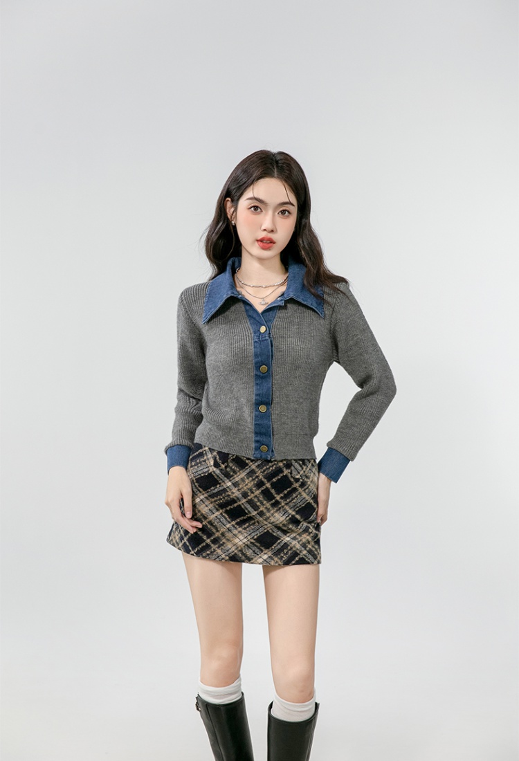 Retro knitted cardigan Pseudo-two loose coat for women