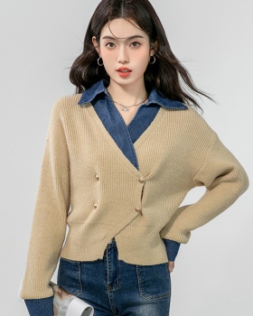 Long sleeve autumn coat lapel Korean style sweater