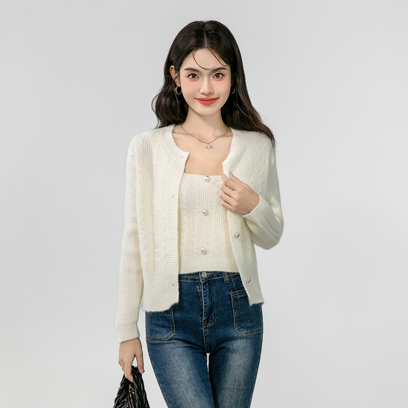 Spring and autumn knitted vest tender cardigan 2pcs set for women