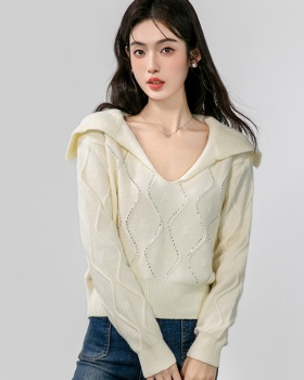 Large lapel lazy niche loose slim autumn sweater