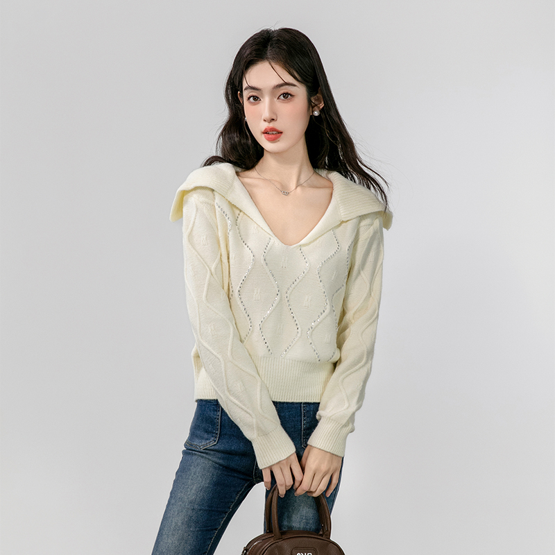 Large lapel lazy niche loose slim autumn sweater