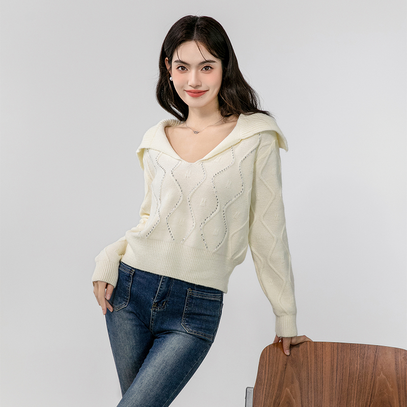 Large lapel lazy niche loose slim autumn sweater