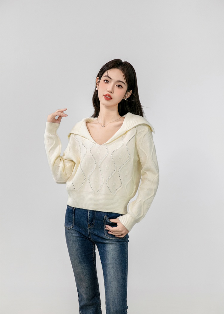 Large lapel lazy niche loose slim autumn sweater