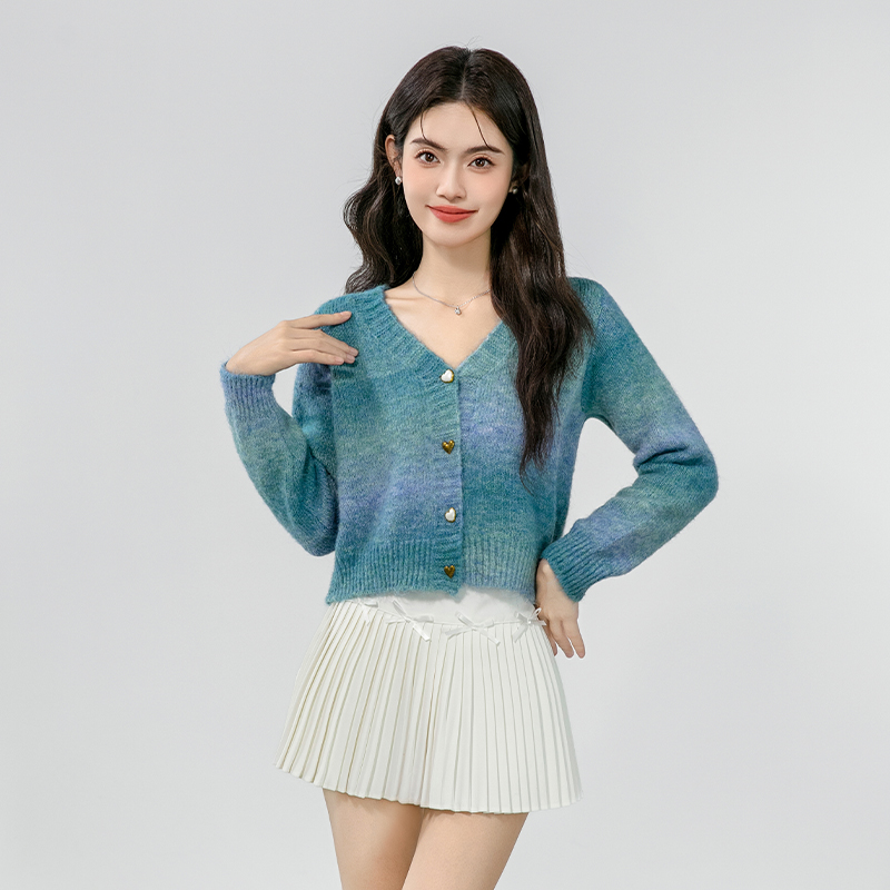 Loose knitted coat slim tops for women