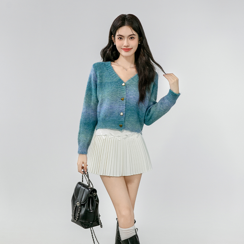 Loose knitted coat slim tops for women