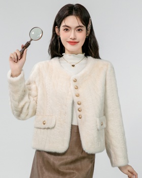 Short fashion plush small fellow coat for women