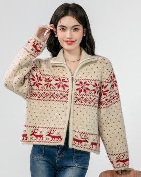 High collar sweater cardigan for women