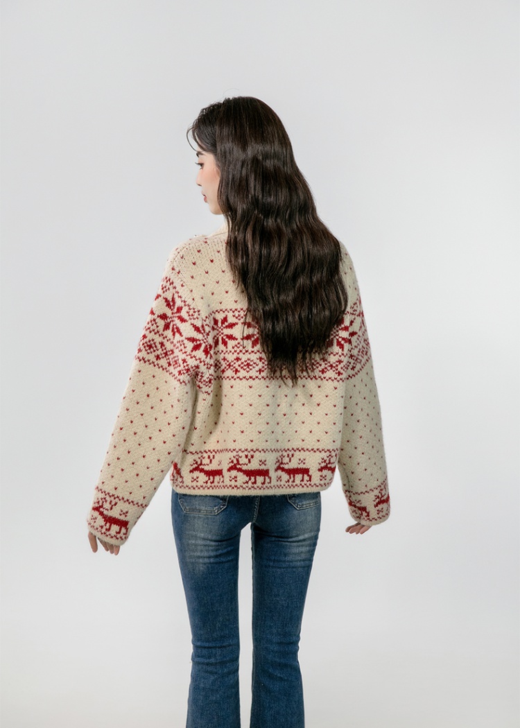 High collar sweater cardigan for women