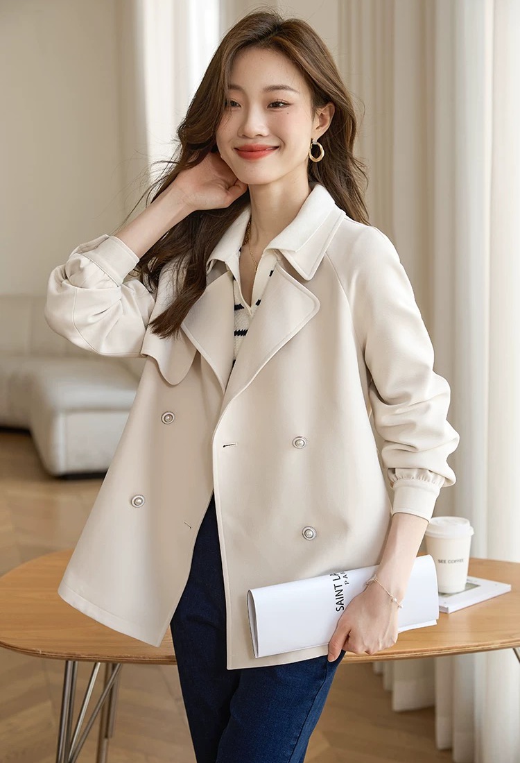 Double-breasted overcoat British style coat for women