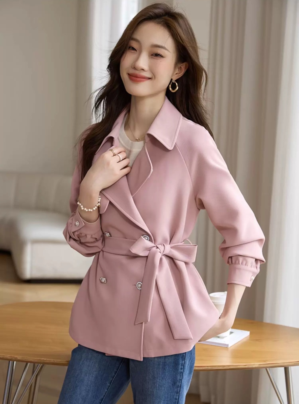 Double-breasted overcoat British style coat for women