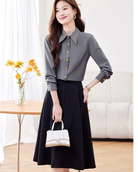 Long sleeve large yard shirt slim skirt a set for women