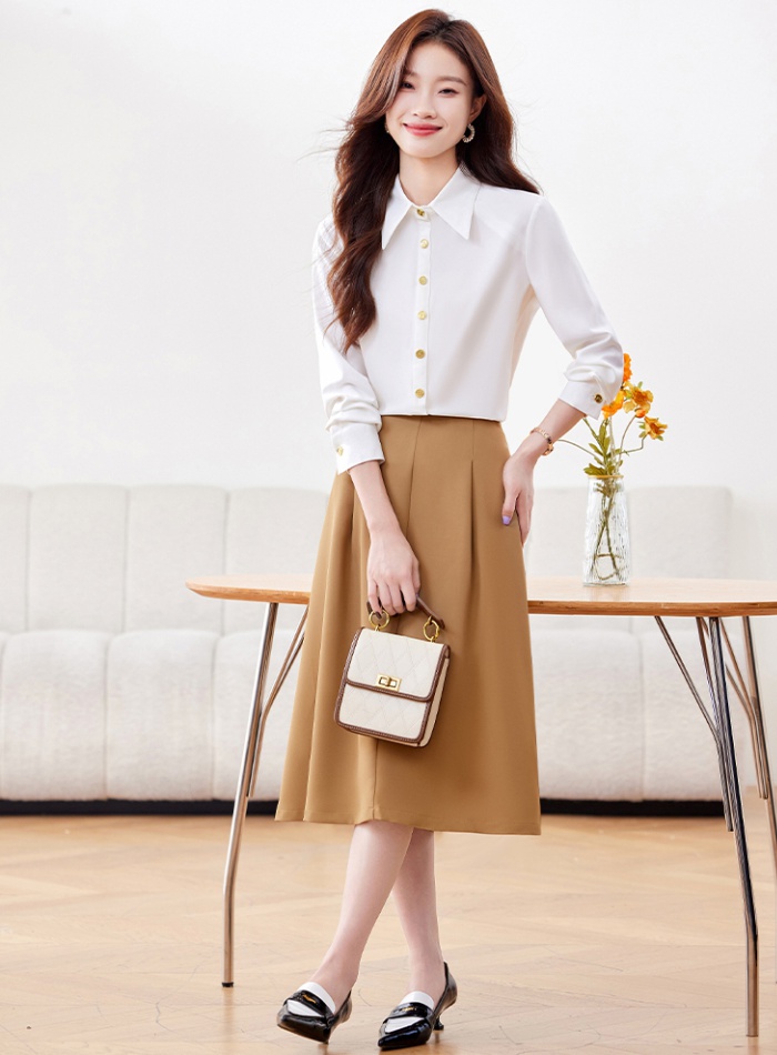 Long sleeve large yard shirt slim skirt a set for women