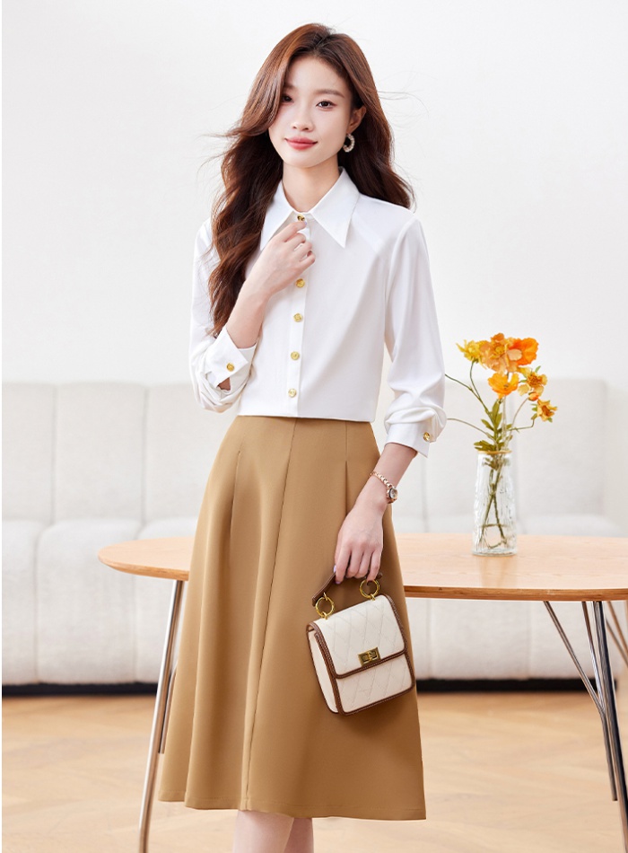 Long sleeve large yard shirt slim skirt a set for women