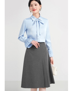 Slim overalls skirt profession long sleeve shirt a set