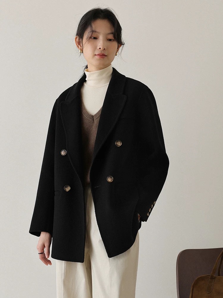 Korean style overcoat woolen coat for women