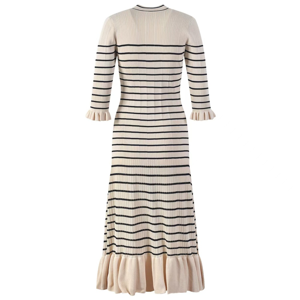 Split hollow stripe ladies France style niche dress