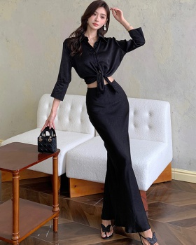 High waist temperament skirt mermaid shirt 2pcs set