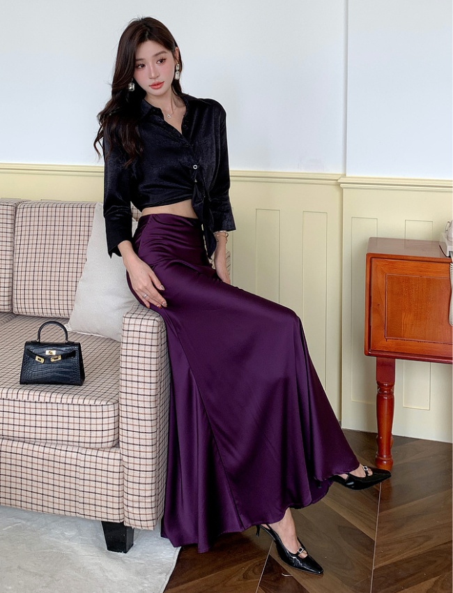 Fashion France style cozy drape mermaid autumn slim skirt