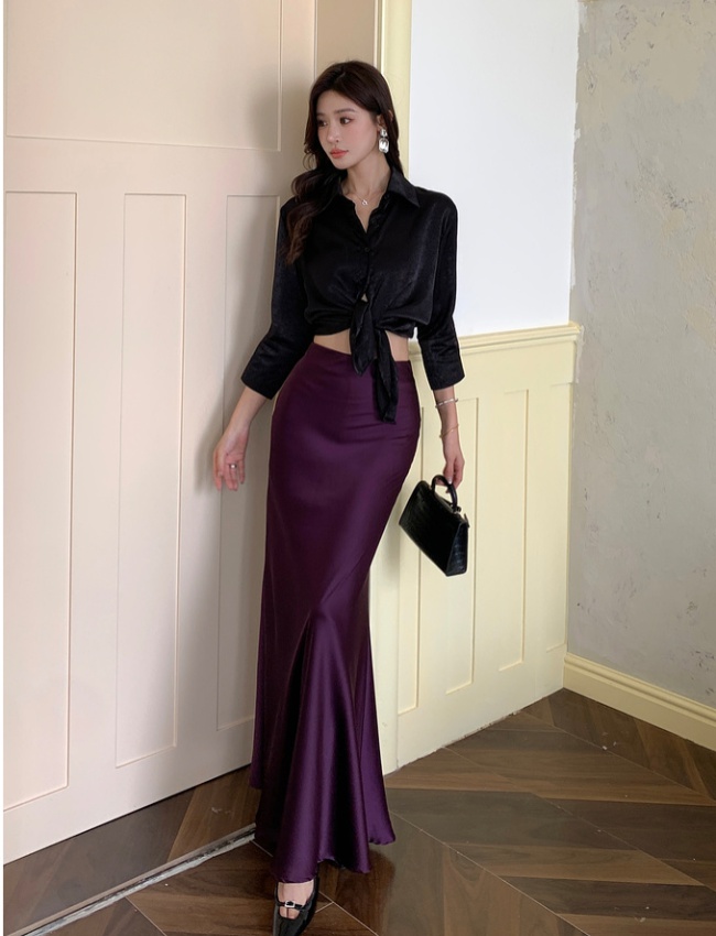 Fashion France style cozy drape mermaid autumn slim skirt