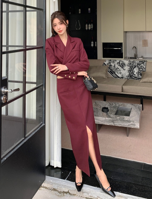 City skirt long business suit 2pcs set