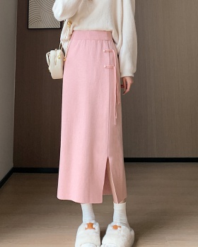 Split A-line package hip autumn and winter retro skirt