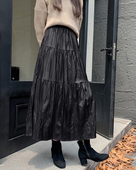 A-line autumn long France style cake skirt for women