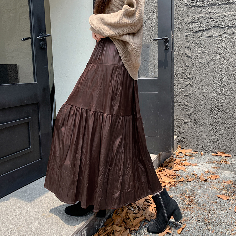 A-line autumn long France style cake skirt for women