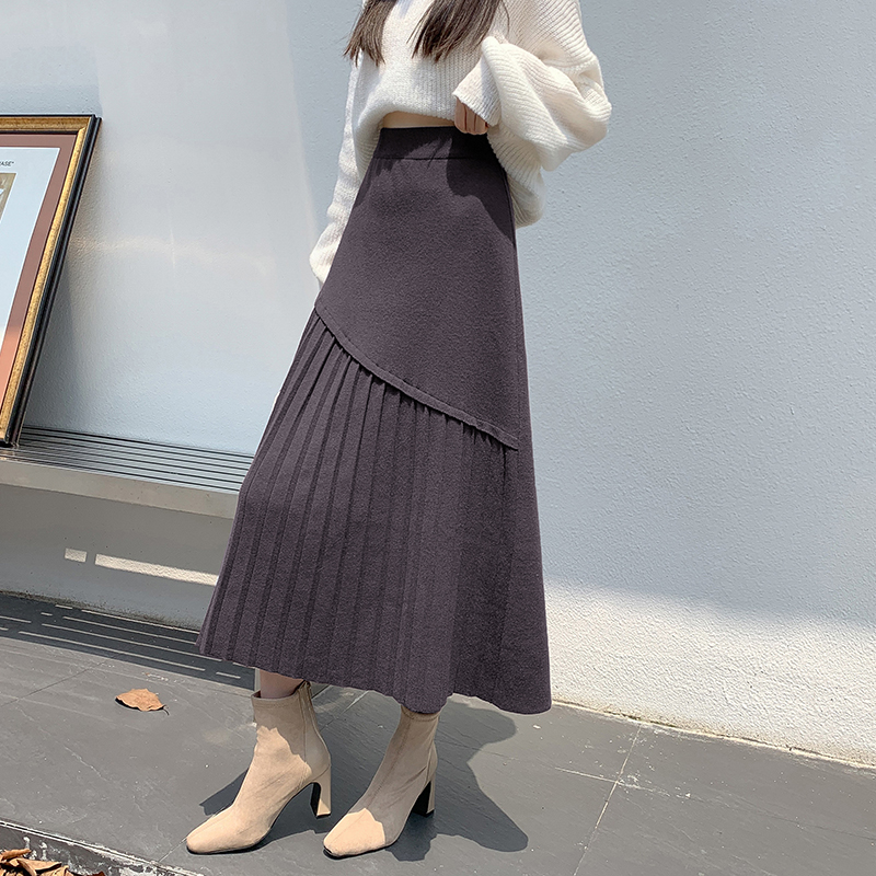 High waist irregular A-line pleated skirt for women