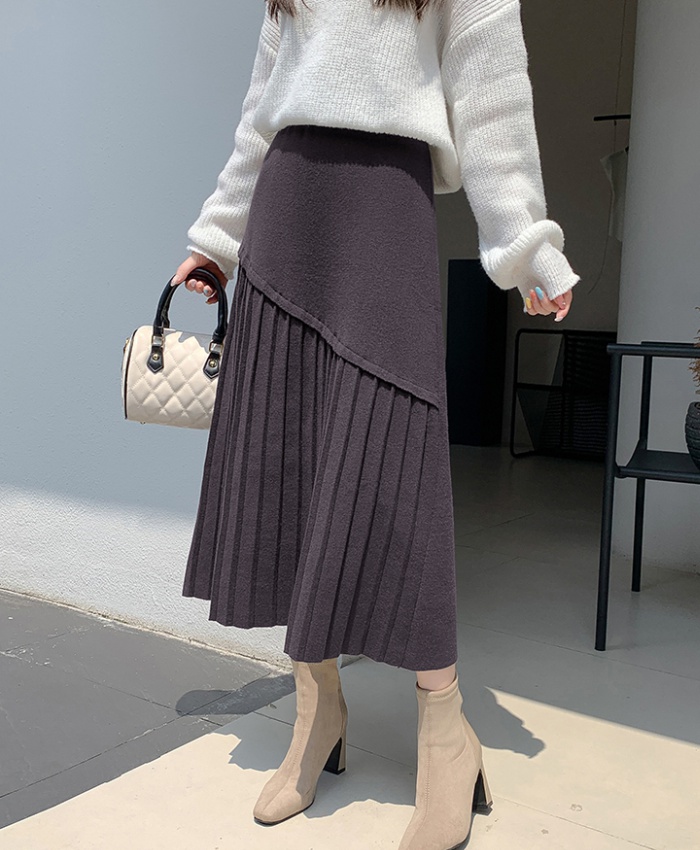 High waist irregular A-line pleated skirt for women