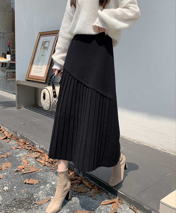 High waist irregular A-line pleated skirt for women