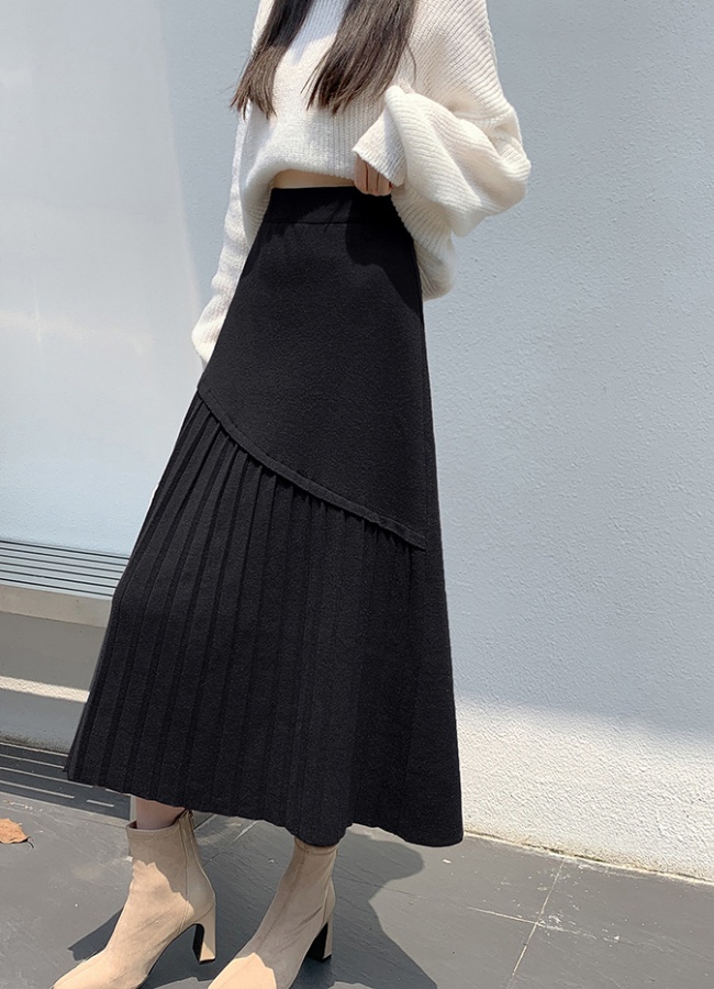 High waist irregular A-line pleated skirt for women