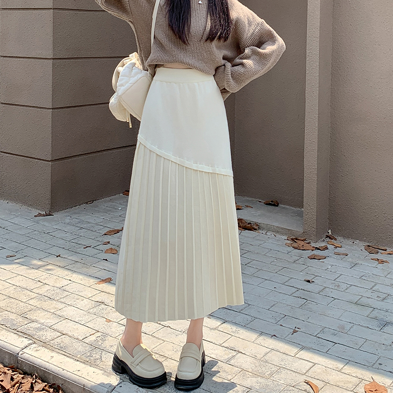 High waist irregular A-line pleated skirt for women