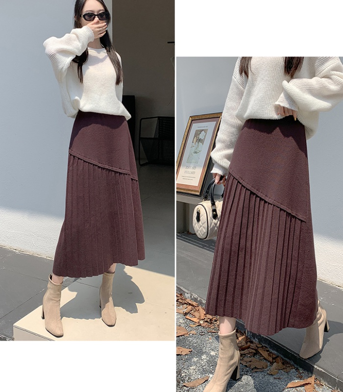 High waist irregular A-line pleated skirt for women