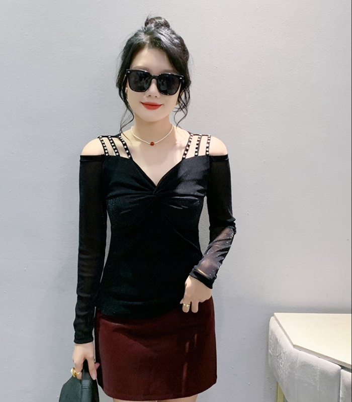 Fashion strapless bottoming shirt Western style slim tops