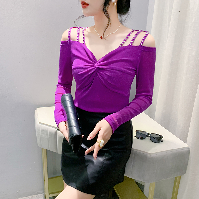 Fashion strapless bottoming shirt Western style slim tops