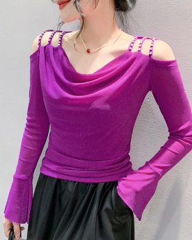 Slim long sleeve strapless gauze bottoming shirt for women