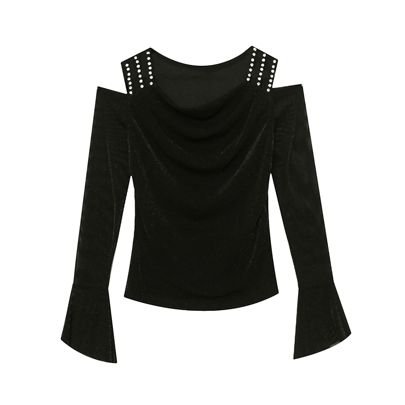 Slim long sleeve strapless gauze bottoming shirt for women