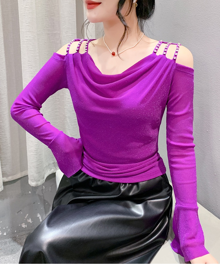 Slim long sleeve strapless gauze bottoming shirt for women