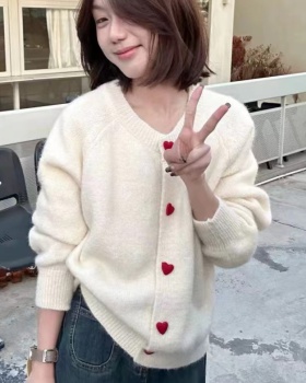 Autumn knitted cardigan heart coat for women